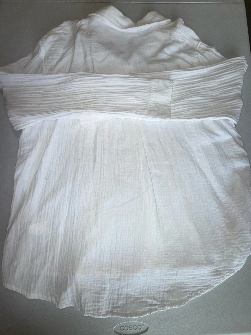 Cotton Gauze Button Down Shirt XL White Long Sleeve Lightweight - Picture 3 of 15